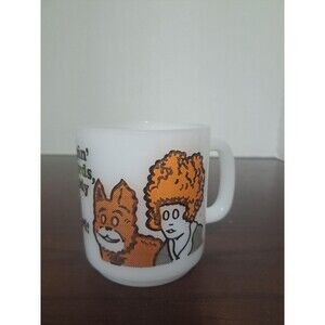 1974 Glasbake Little Orphan Annie With Sandy White Glass Coffee Mug